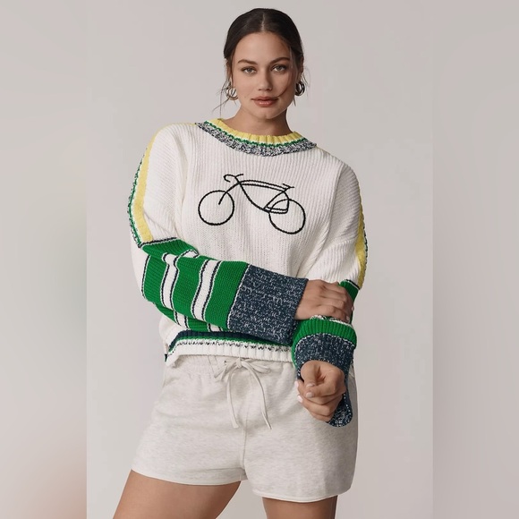 NWT Size L - Daily Practice Cotton Le Tour Crop Crew-Neck Sweater - Picture 3 of 16